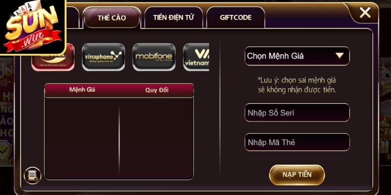 Quy đổi vốn sang thẻ cào